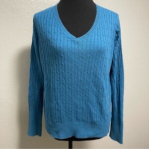Merona VNeck Cable Knitted Blue Sweater Size EXTRA LARGE